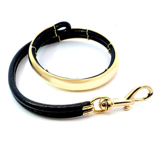 Leather/gold bracelet
