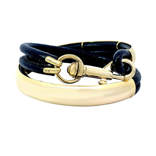 Leather/gold bracelet