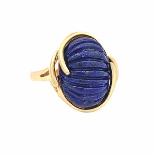Ribbed lapis ring