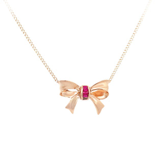 Rosy bow necklace