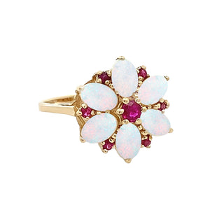 Opal flower ring