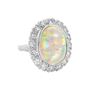 Opal halo ring