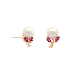 Pearl & ruby studs