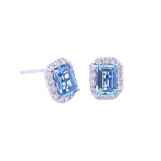 Aqua halo stud earrings