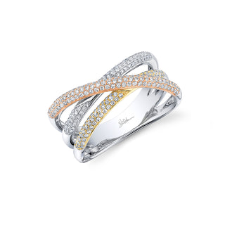 TRICOLOR DIAMOND CROSSOVER RING