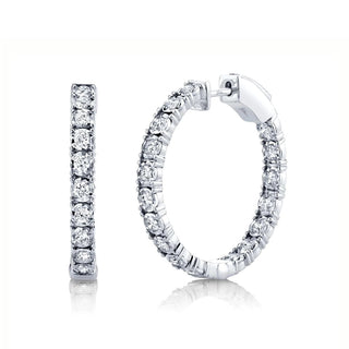 14KW 1" INSIDE-OUT 1CT DIAMOND HOOPS