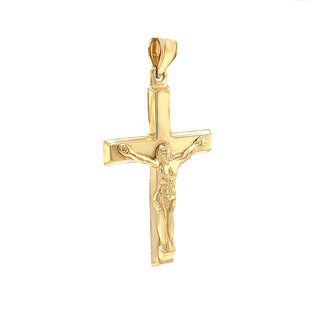 14KY LARGE BEVELED EDGE CRUCIFIX