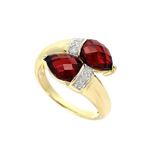 VINTAGE PEAR GARNET BYPASS RING