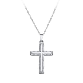 14KW 18" BEADED CROSS PENDANT