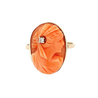 VINTAGE CORAL CAMEO RING