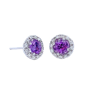 Amethyst halo studs