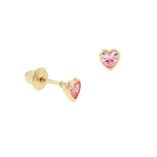 14KY GOLD CHILD'S PINK CZ HEAR