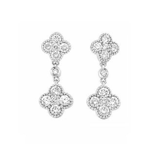 14KW 3/4CT CLOVER DROP EARRINGS