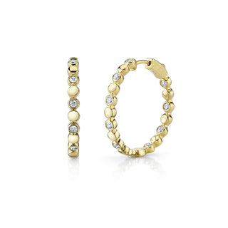 14KY 1" DIAMOND & DOTS HOOPS