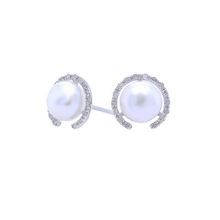 PEARL SEMI-HALO STUD EARRINGS