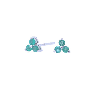 TINY 3-EMERALD CLUSTER STUDS