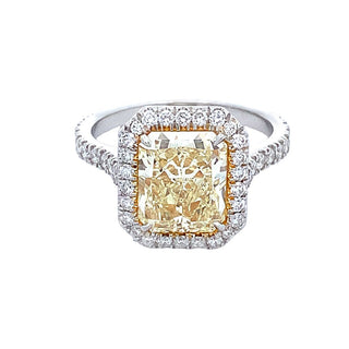 Yellow diamond halo ring