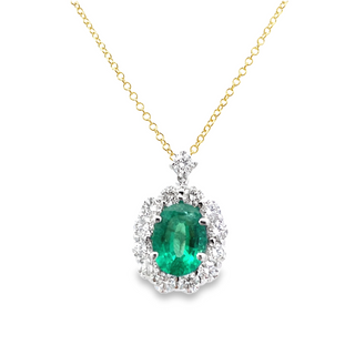 Emerald halo pendant