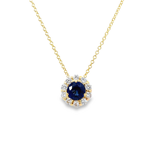 Round Sapphire & Diamond Pendant