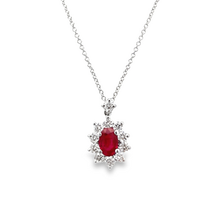 Oval Ruby & Diamond Pendant