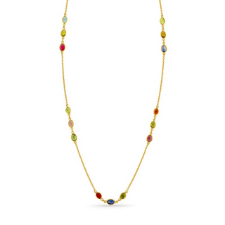 Mixed Gemstone Tripple Station Necklace