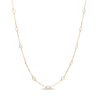 Round Rainbow Moonstone Station Necklace