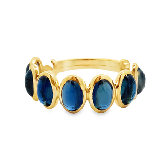 Blue Sapphire 7-Stone Round Ring