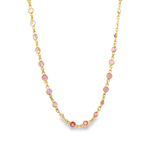 Round Pink Sapphire Bezel Necklace