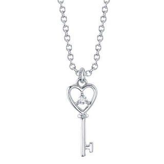 Diamond Heart Key Pendant