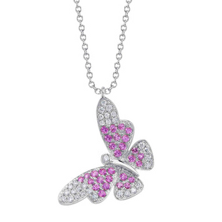 Diamond & Pink Sapphire Butterfly Pendant