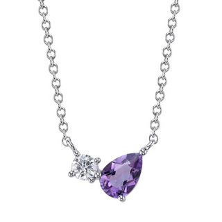 Diamond And Pear Amethyst Necklace
