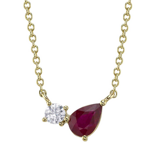 Diamond And Pear Ruby Necklace