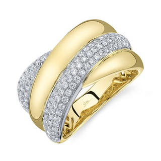Wide Crossover Diamond Pave Ring