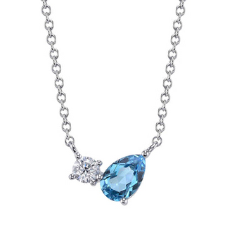 Diamond And Swiss Blue Topaz Necklace