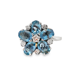 Aqua flower ring