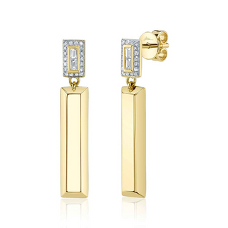 Diamond Baguette Geometric Drop Earrings