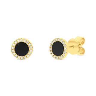 Black Onyx With Diamond Halo Stud Earrings