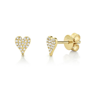 Pave Diamond Heart Stud Earrings