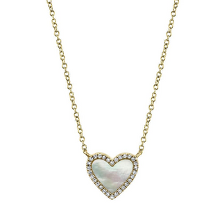 Mother Of Pearl heart With Diamond Halo Pendant