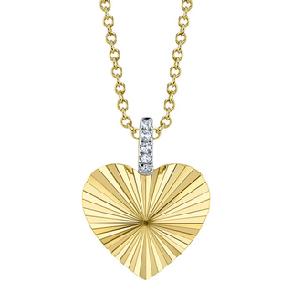 Diamond Ribbed Heart Necklace