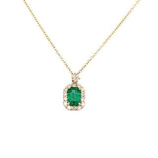 Emerald halo pendant
