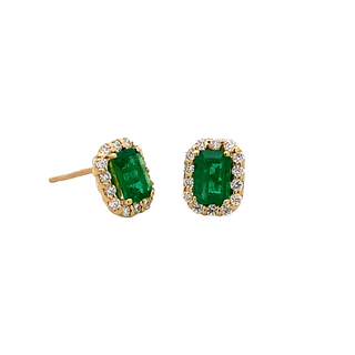 Emerald halo studs