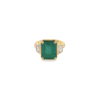18KY GOLD 3-STONE 5.95CT EMERA