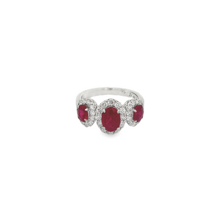 PLATINUM 3-STONE HALO STYLE RI