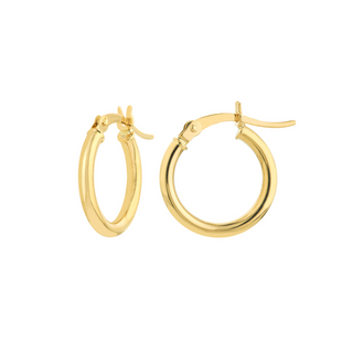 14KY Gold Tube 15mm Hoops