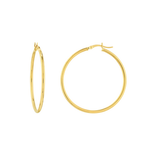 14KY Gold Tube 40 mm Hoops