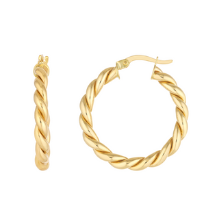 14KY Gold Twist 25 mm Hoops