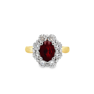 Ruby & Diamond Halo Ring