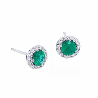 Emerald & Diamond Stud Earrings