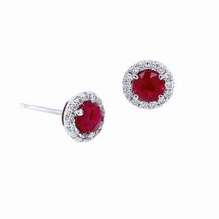 Ruby & Diamond Stud Earrings
